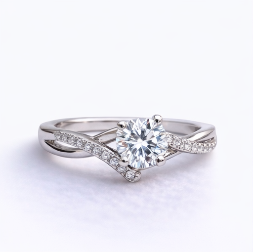 Gyary Eternal Harmony – 925 Sterling Silver Twisted Solitaire Ring