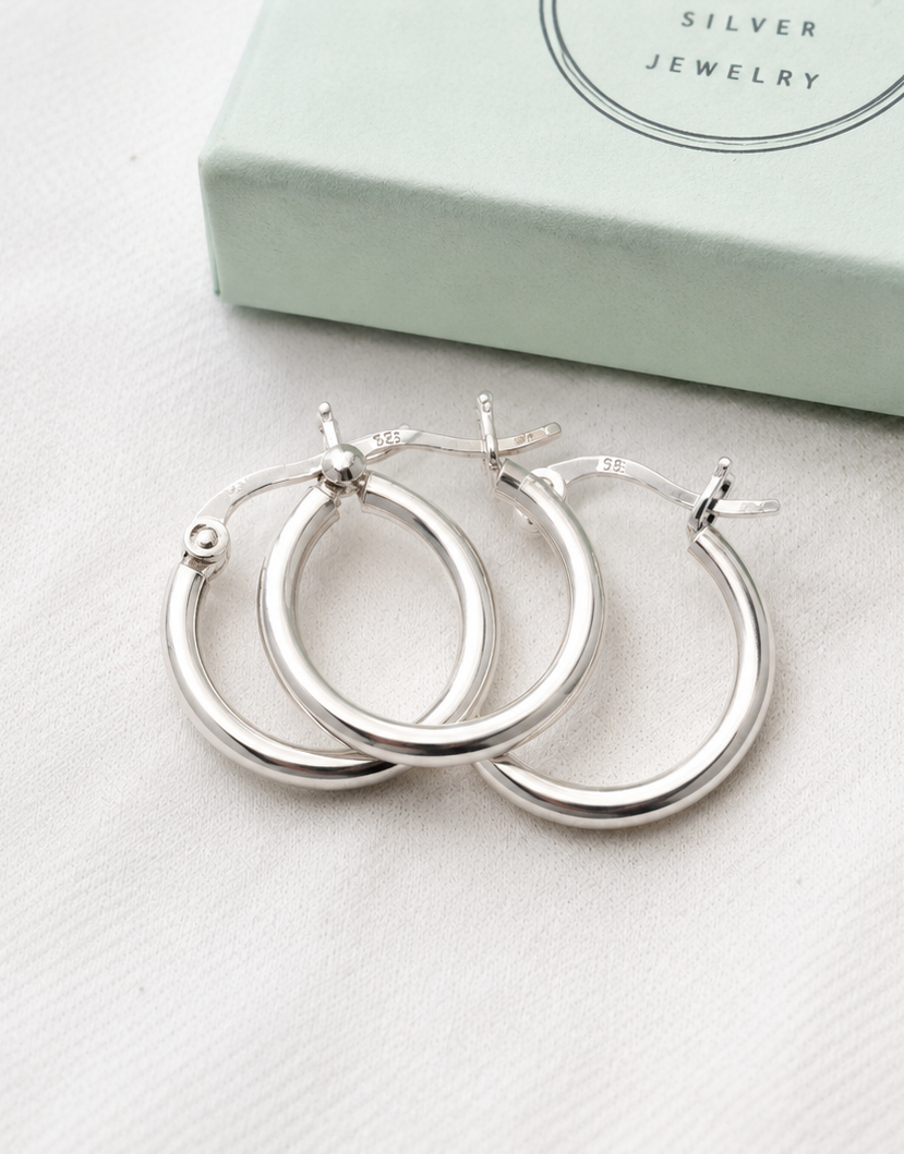 Gyary Classic Mid Sterling Hoop Earrings