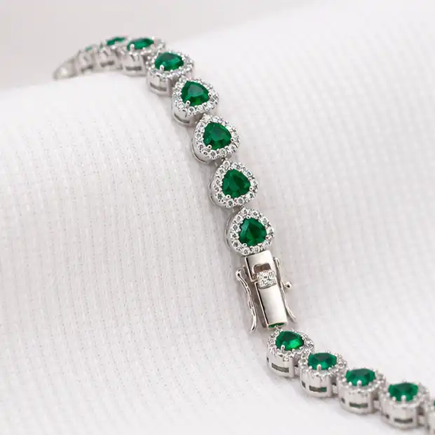 Gyary green heart tennis bracelet