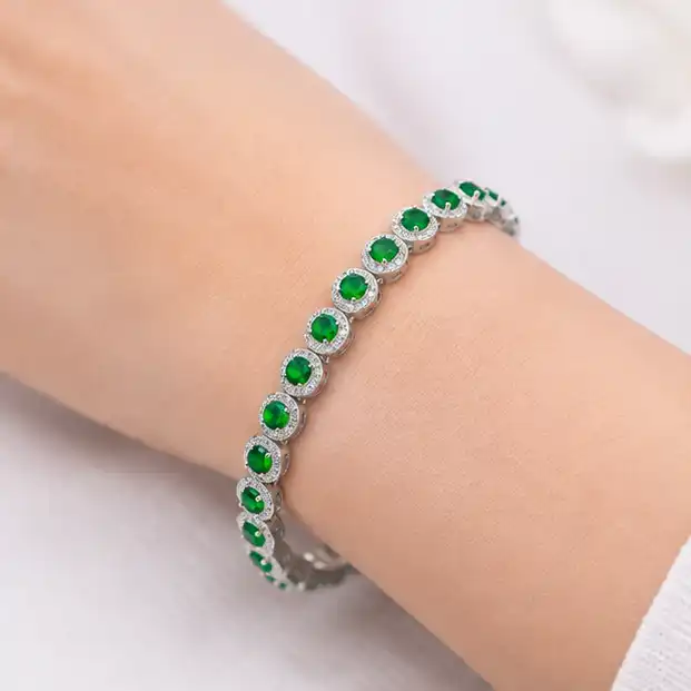 Gyary green stone tennis bracelet