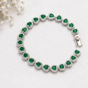 Gyary green heart tennis bracelet