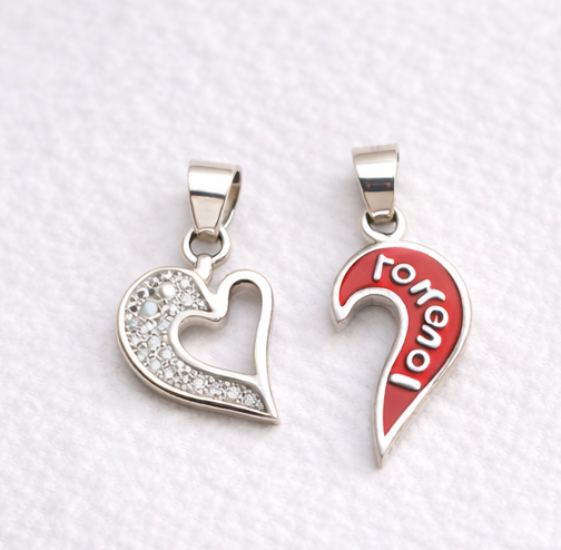 Gyary Sterling Silver Couple Heart Pendant