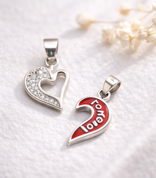 Gyary Sterling Silver Couple Heart Pendant