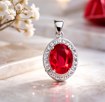 Gyary Oval Red Stone Pendant