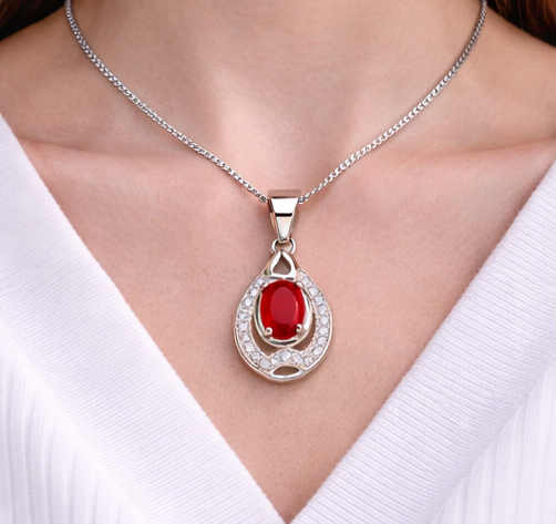 Gyary Red Oval Teardrop Pendant
