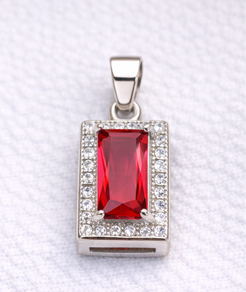 Gyary Red Emerald-Cut Pendant
