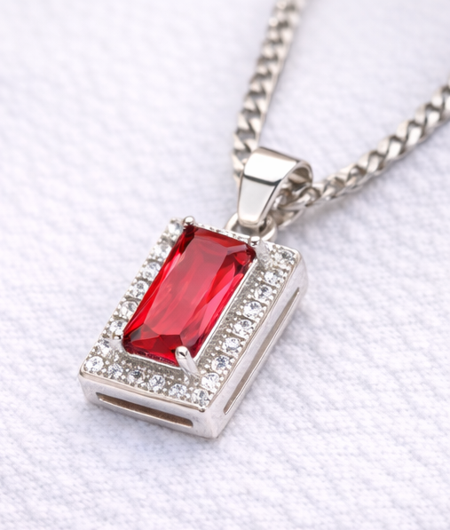 Gyary Red Emerald-Cut Pendant