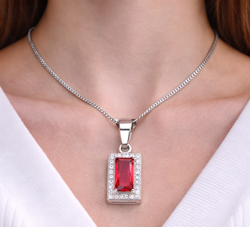 Gyary Red Emerald-Cut Pendant