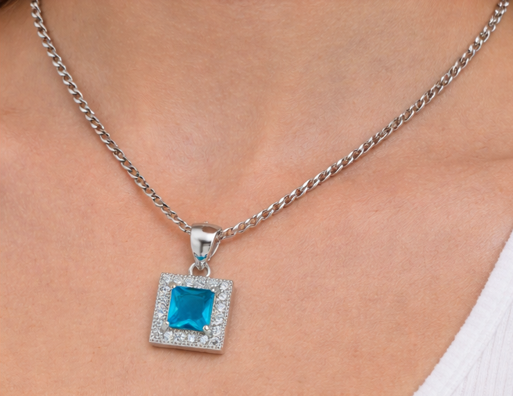 Gyary Square Blue CZ Pendant