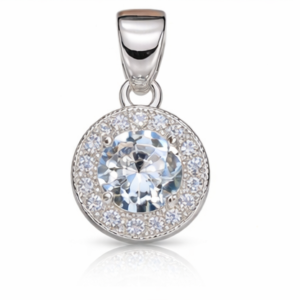 Gyary Round White CZ Halo Pendant