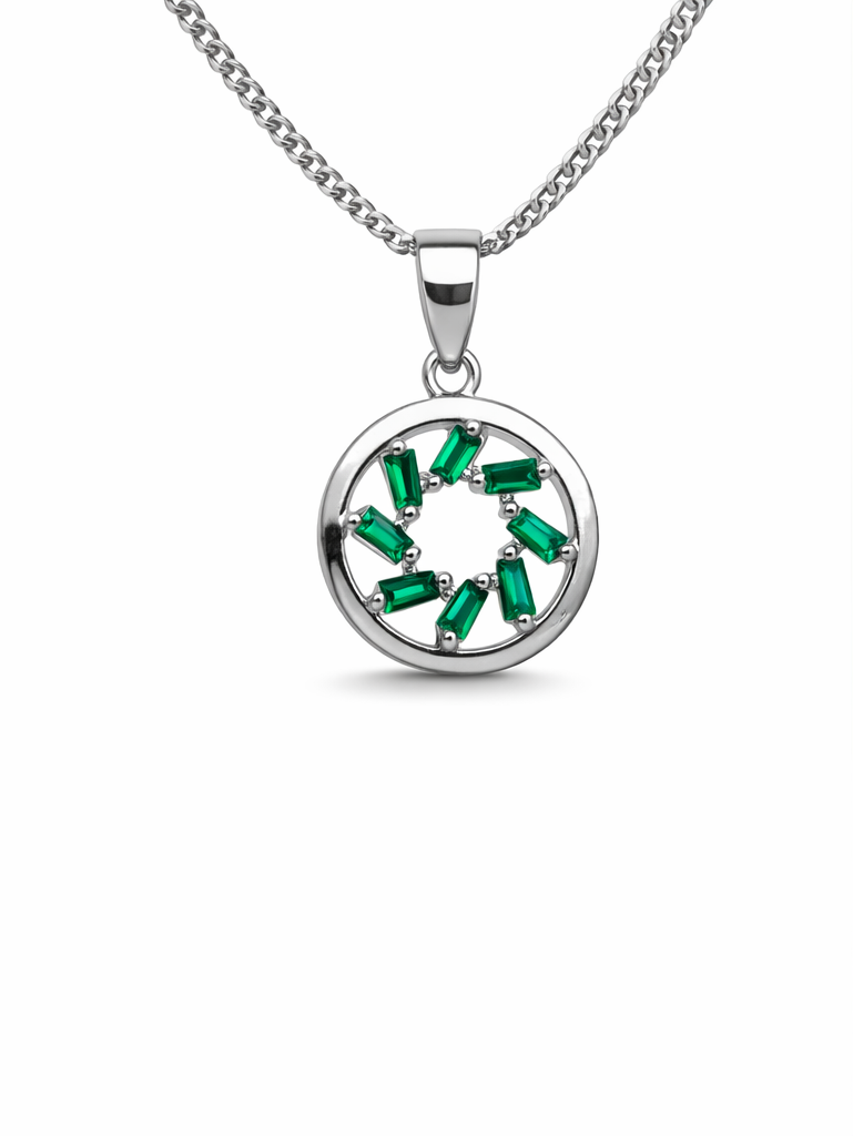 Gyary Green Crystal Circle Pendant