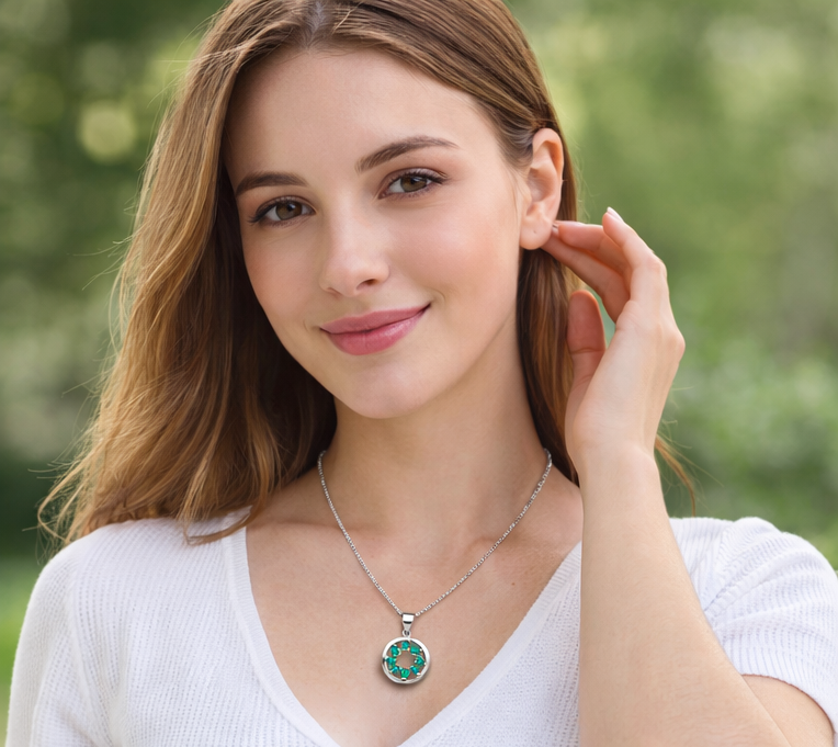 Gyary Green Crystal Circle Pendant