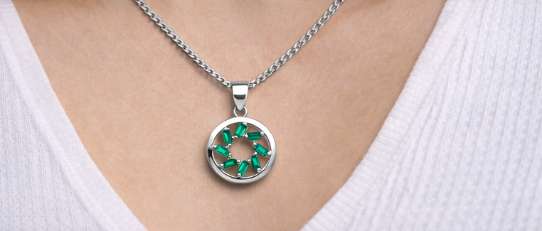 Gyary Green Crystal Circle Pendant
