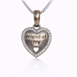 Gyary Silver “Friend of My Heart” Necklace – Crystal Heart Charm Pendant
