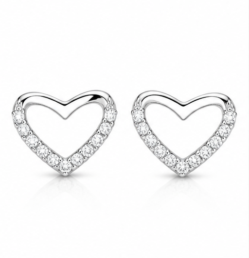 Gyary Sparkling Open Heart Stud Earrings