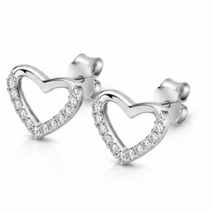 Gyary Sparkling Open Heart Stud Earrings