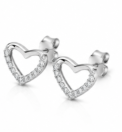 Gyary Sparkling Open Heart Stud Earrings
