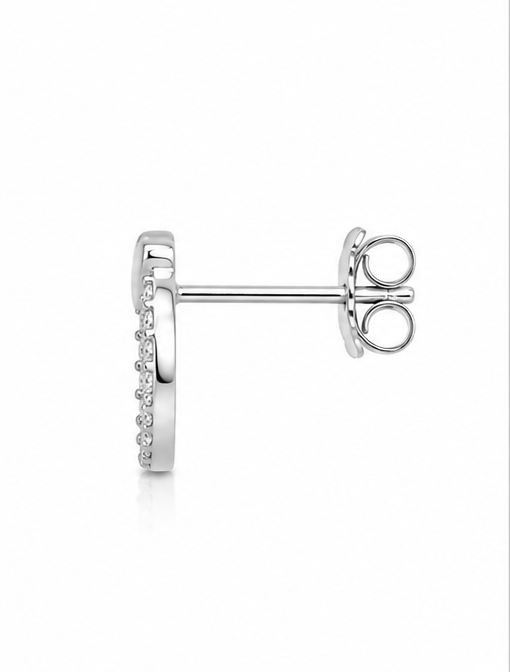 Gyary Crystal Circle Heart Stud Earrings