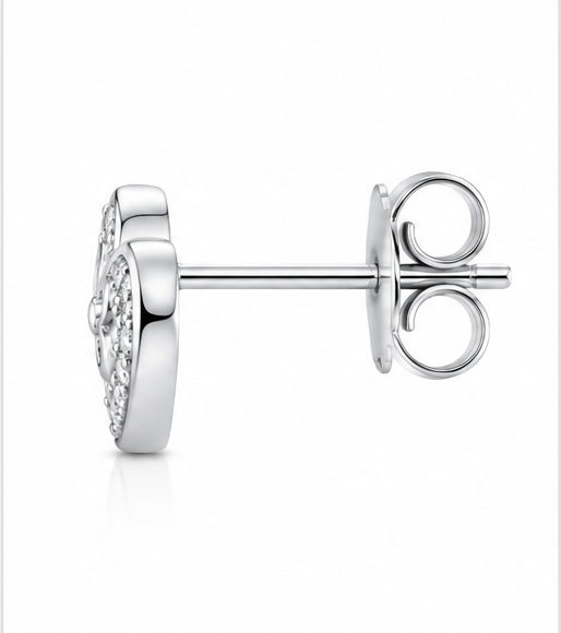 Gyary Crystal Bloom Heart Stud Earrings