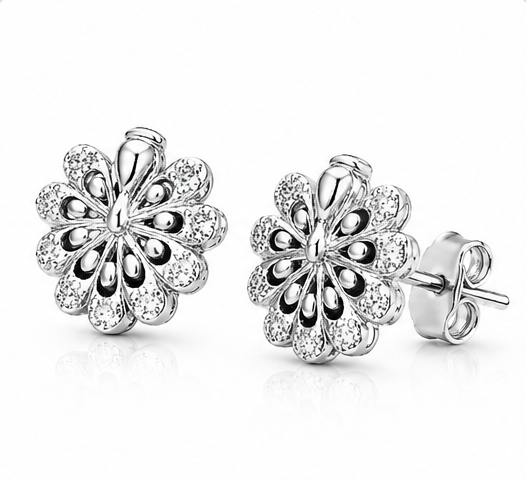 Gyary Blossom Sparkle Stud Earrings