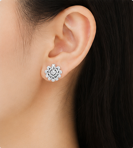 Gyary Blossom Sparkle Stud Earrings