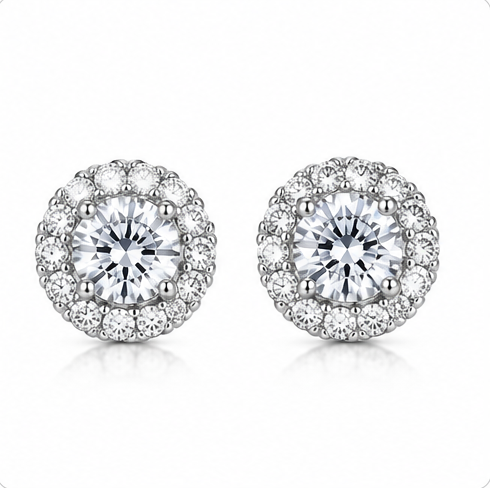 Gyary Royal Halo Crystal Stud Earrings