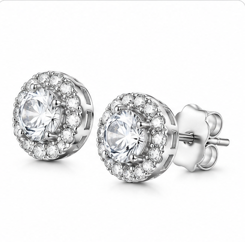 Gyary Royal Halo Crystal Stud Earrings