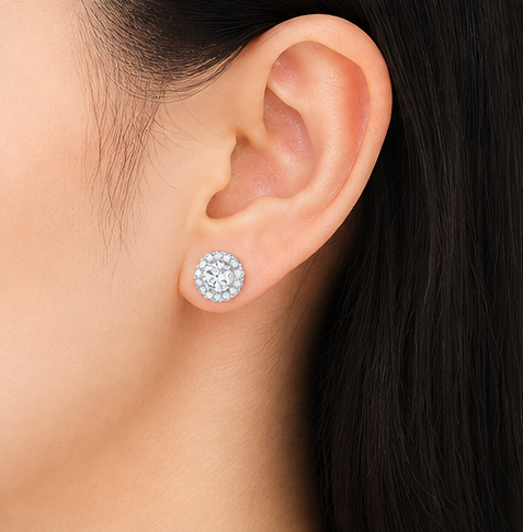 Gyary Royal Halo Crystal Stud Earrings