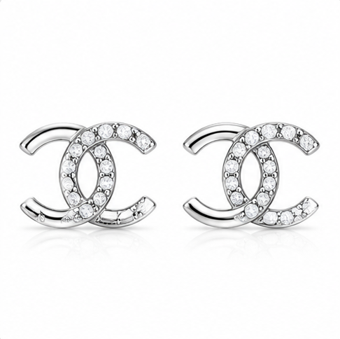 Gyary Luxe Double Loop Crystal Stud Earrings