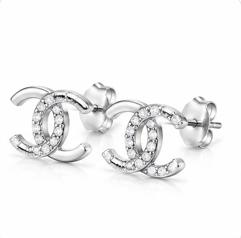 Gyary Luxe Double Loop Crystal Stud Earrings
