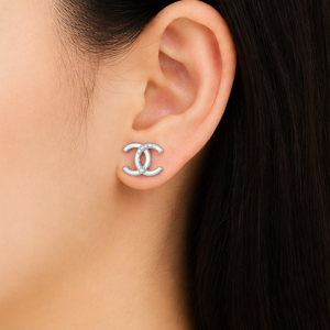 Gyary Luxe Double Loop Crystal Stud Earrings