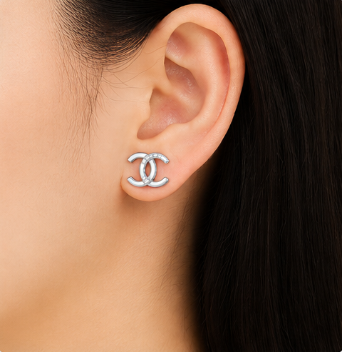 Gyary Luxe Double Loop Crystal Stud Earrings