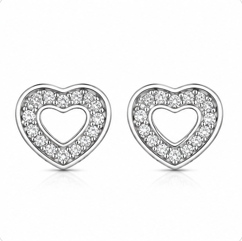 Gyary Crystal Open Heart Stud Earrings