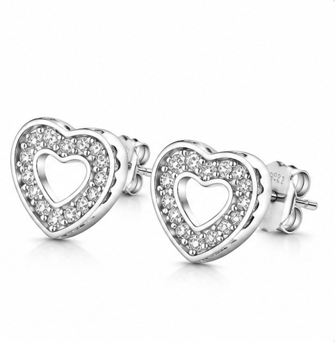 Gyary Crystal Open Heart Stud Earrings