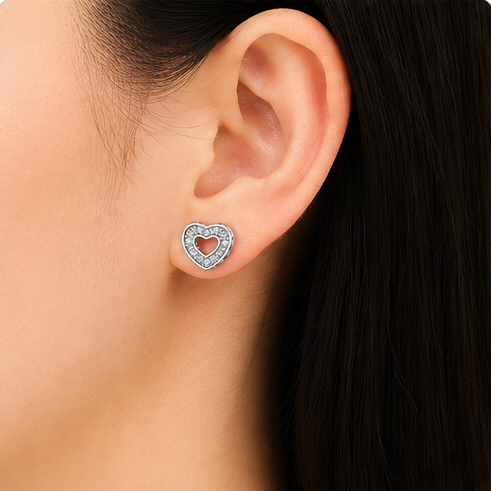 Gyary Crystal Open Heart Stud Earrings