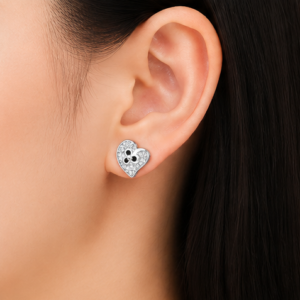 Gyary Crystal Bloom Heart Stud Earrings