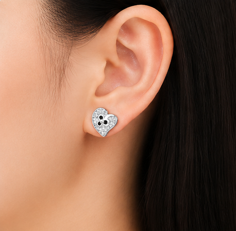 Gyary Crystal Bloom Heart Stud Earrings