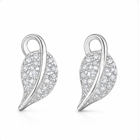 Gyary Crystal Leaf Elegance Stud Earrings
