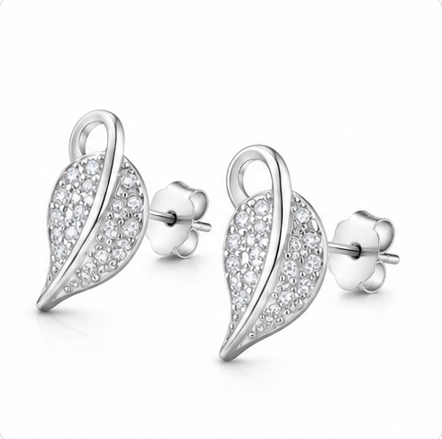 Gyary Crystal Leaf Elegance Stud Earrings