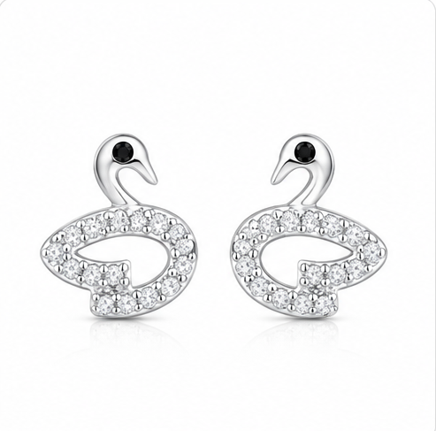 Gyary Crystal Swan Elegance Stud Earrings