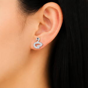 Gyary Crystal Swan Elegance Stud Earrings