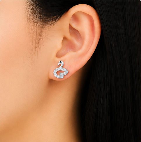 Gyary Crystal Swan Elegance Stud Earrings