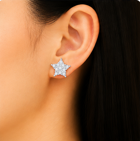 Gyary Twinkle Star Crystal Stud Earrings