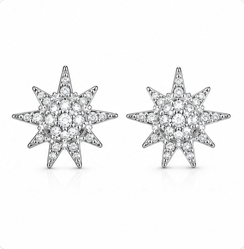 Gyary Radiant Sunburst Crystal Stud Earrings
