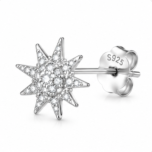 Gyary Radiant Sunburst Crystal Stud Earrings
