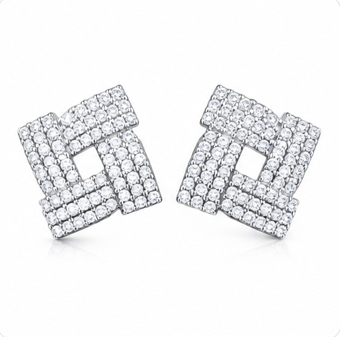 Gyary Luxe Square Crystal Stud Earrings
