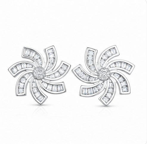 Gyary Celestial Swirl Crystal Stud Earrings