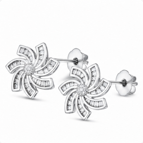 Gyary Celestial Swirl Crystal Stud Earrings