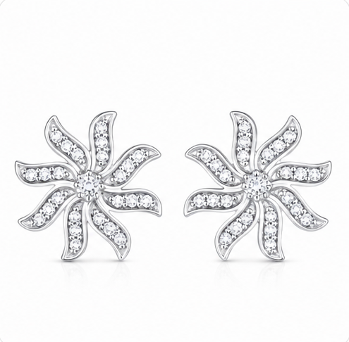Gyary Twinkle Swirl Crystal Stud Earrings