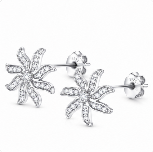 Gyary Twinkle Swirl Crystal Stud Earrings
